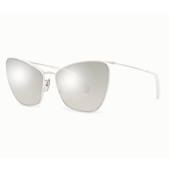 CELINE WHITE SILVER MIRRORED BUTTERFLY SUNGLASSES CL40069U - Picture 1 of 9